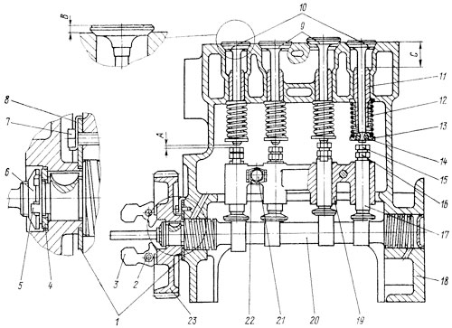 Кронштейн толкателей с толкателями клапанов